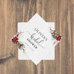 Servilleta De Papel Navidades Red Poinsettia Bridal Shower