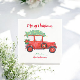 Servilleta De Papel Navidades Red Truck Car Holiday