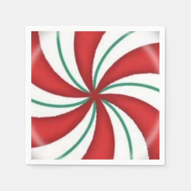 Servilleta De Papel Navidades Red y Green Peppermint Hard Candy (Anverso)