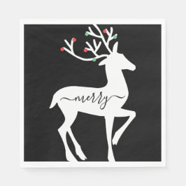 Servilleta De Papel Navidades: Reindeer Merry Black Paper