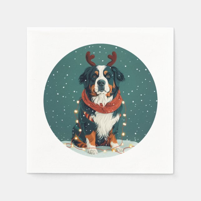 Servilleta De Papel Navidades reno Perro de montaña Bernese (Anverso)