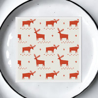 Navidades renos. Patrón animal de bosque rojo
