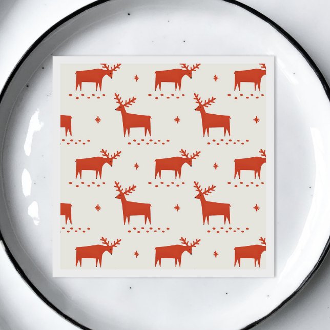 Servilleta De Papel Navidades renos. Patrón animal de bosque rojo (Subido por el creador)