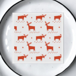 Servilleta De Papel Navidades renos. Patrón animal de bosque rojo