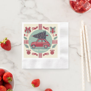 Servilleta De Papel Navidades Retro de vacaciones de época personaliza