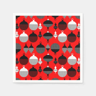 Servilleta De Papel Navidades Retro Rojo Y Negro Ball Decorativo