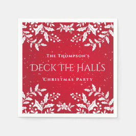 Servilleta De Papel Navidades Rojo, Holly Blanco, Deck The Halls Fiest