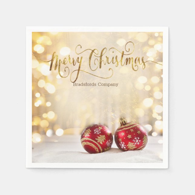 Servilleta De Papel Navidades rojos Balls Bokeh (Anverso)