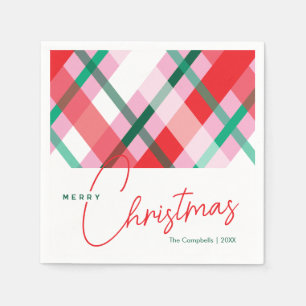 Servilleta De Papel Navidades rojos de color rosa verde tocado Papel N