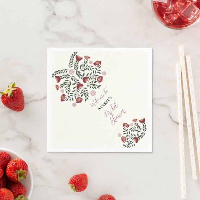 Servilleta De Papel Navidades rojos Floral de arte folclórico (In situ)