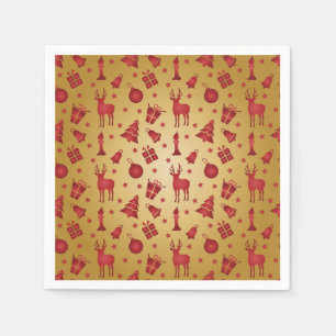 Servilleta De Papel Navidades rojos renos en oro