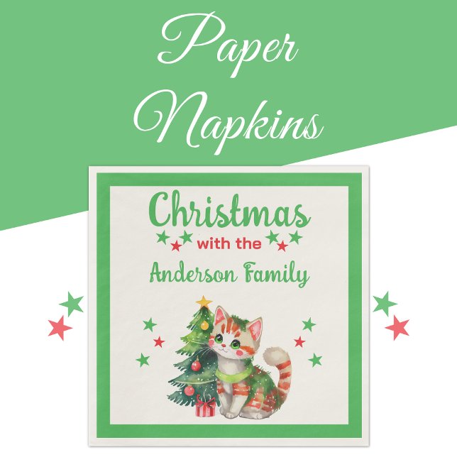Servilleta De Papel Navidades rojos verdes del árbol del gato nombre d (Subido por el creador)