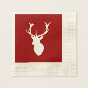 Servilleta De Papel Navidades rojos y blancos cabeza de ciervo