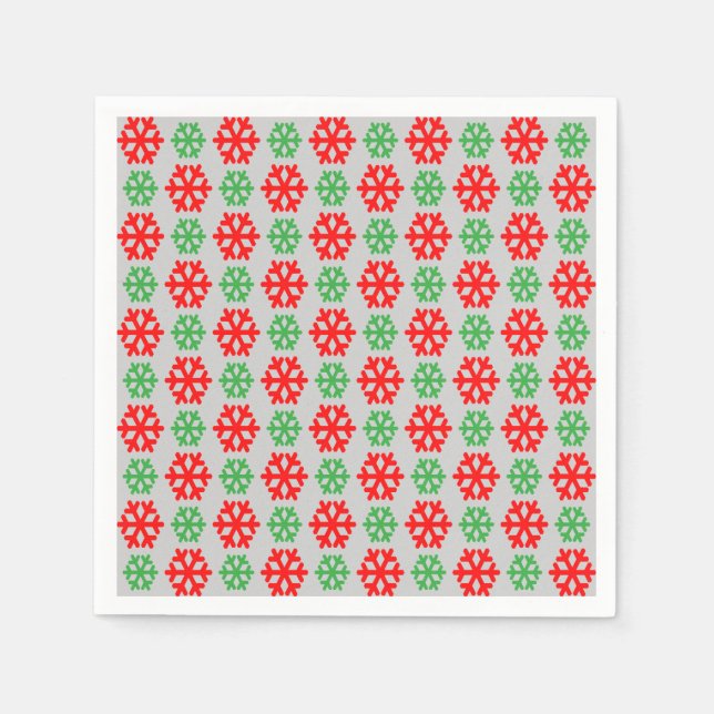 Servilleta De Papel Navidades rojos y verdes copos de nieve (Anverso)