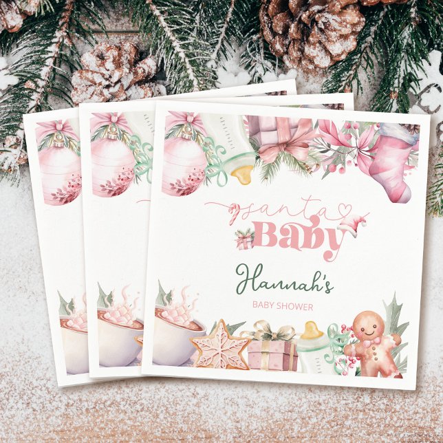 Servilleta De Papel Navidades Rosa Santa Baby Shower (Subido por el creador)