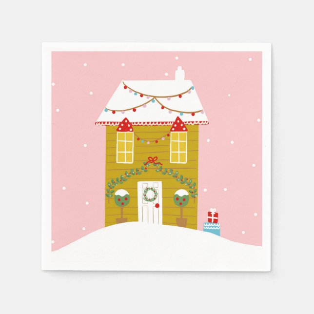 Servilleta De Papel Navidades rosados Fiesta niños vacaciones de cumpl (Anverso)