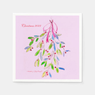 Servilleta De Papel Navidades rosas Mistletoe Napkin