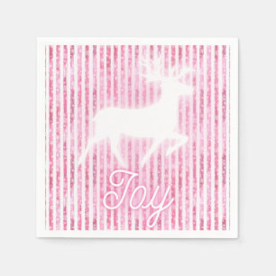 Servilleta De Papel Navidades rosas y blancos disfrutan reno