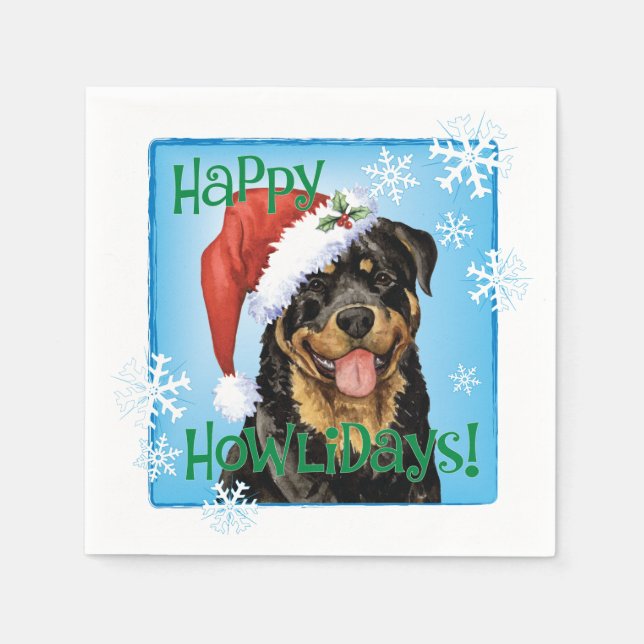 Servilleta De Papel Navidades Rottweiler Napkins (Anverso)