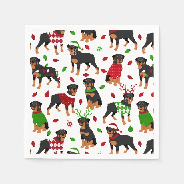 Servilleta De Papel Navidades Rottweiler Napkins (Anverso)