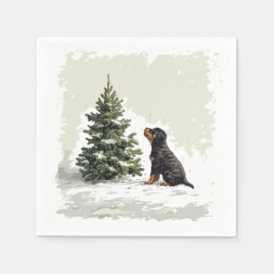 Servilleta De Papel Navidades Rottweiler Perro Árbol de Navidad