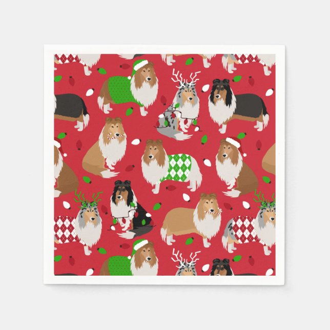 Servilleta De Papel Navidades Rough Collie (Anverso)