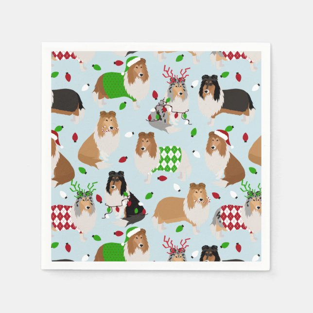 Servilleta De Papel Navidades Rough Collie Napkins (Anverso)