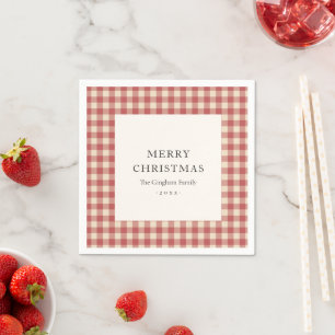 Servilleta De Papel Navidades rusos rojos de Gingham modernos