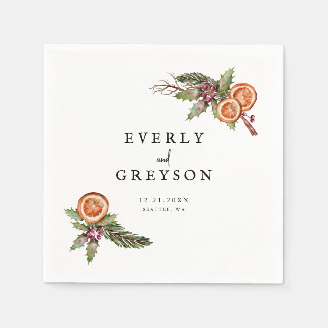 Servilleta De Papel Navidades Rústicos Boda de especias botánicas (Anverso)