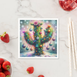 Servilleta De Papel Navidades Saguaro Cactus Whimsical Snowflakes