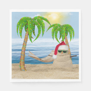 Servilleta De Papel Navidades Sandman En La Playa Tropical