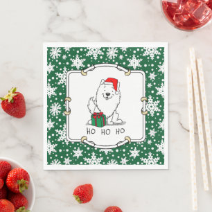 Servilleta De Papel Navidades Santa American Eskimo Dog HO HO Cute