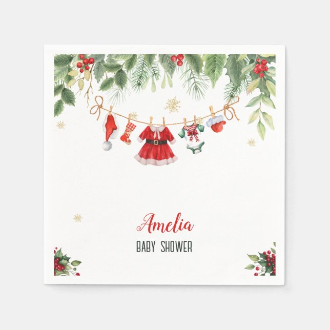 Servilleta De Papel Navidades Santa Baby Clothes Baby Shower (Anverso)