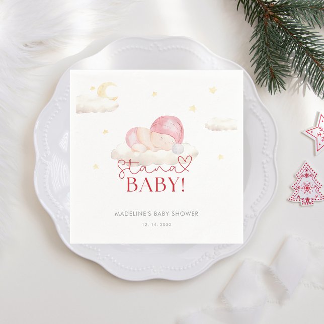 Servilleta De Papel Navidades Santa Baby Girl Shower (Subido por el creador)