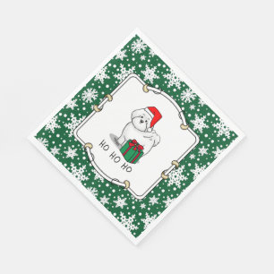 Servilleta De Papel Navidades Santa Bichon Frise Dog Cute