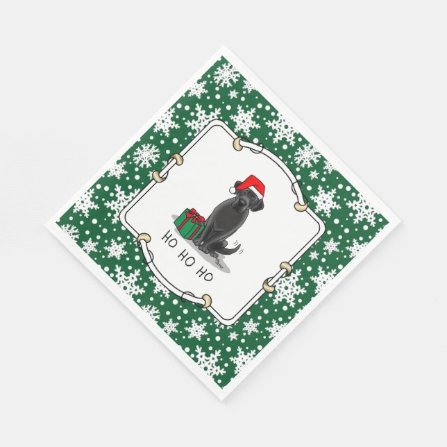 Servilleta De Papel Navidades Santa Black Labrador Retriever Cute (Esquina)