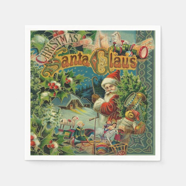 Servilleta De Papel Navidades Santa Claus Arte Antiguo (Anverso)