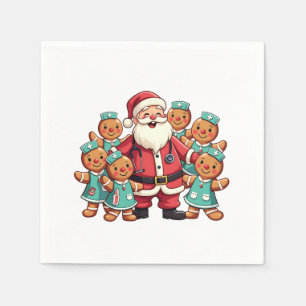 Servilleta De Papel Navidades Santa Claus Gingerbread Enfermeras