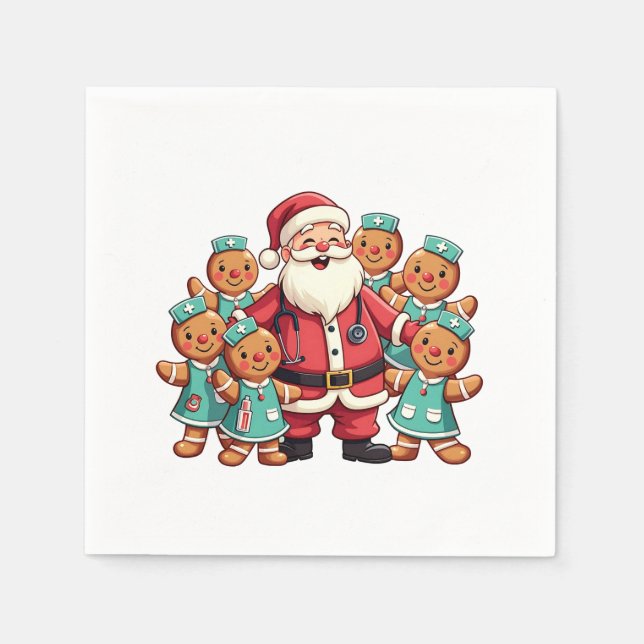 Servilleta De Papel Navidades Santa Claus Gingerbread Enfermeras (Anverso)