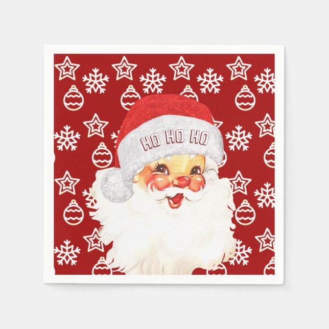 Servilleta De Papel Navidades Santa Claus HO HO HO en rojo (Anverso)