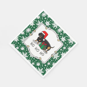 Servilleta De Papel Navidades Santa Dachshund (S black & tan) Gracioso