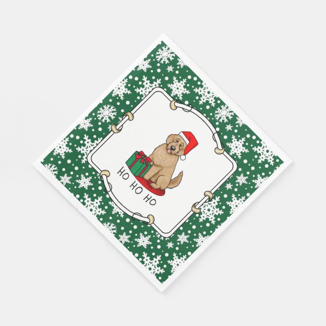 Servilleta De Papel Navidades Santa Goldendoodle (rojo dorado) Cute de (Esquina)