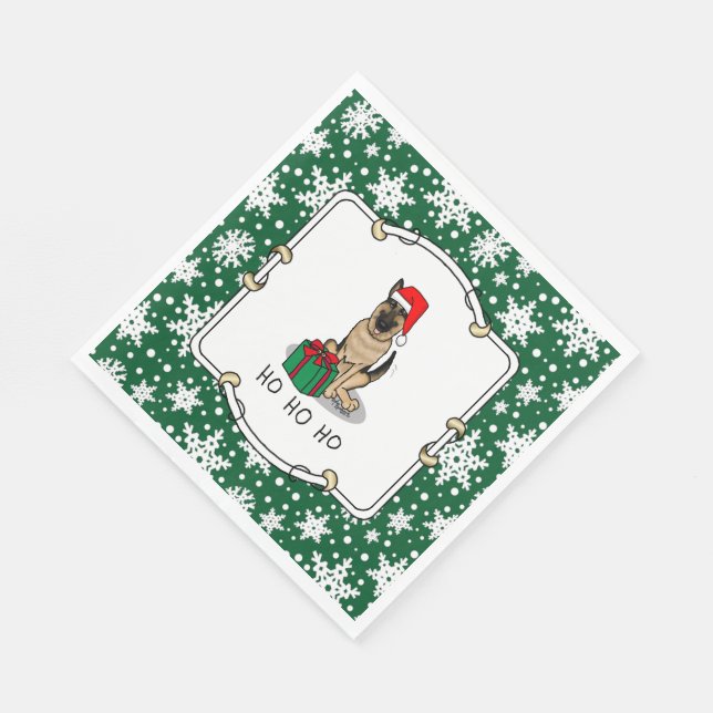 Servilleta De Papel Navidades Santa Hat German Shepherd Dog Cute (Esquina)