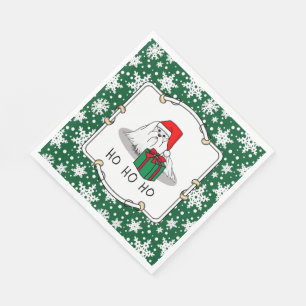 Servilleta De Papel Navidades Santa Hat Perro maltés Cute gracioso