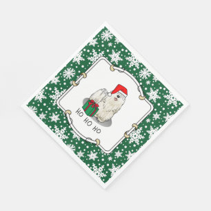 Servilleta De Papel Navidades Santa Hat Puli Perro (blanco) Cute Graci