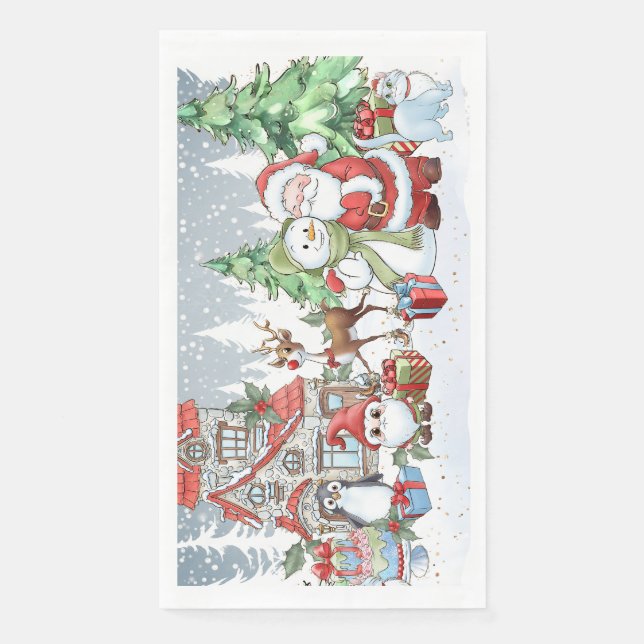 Servilleta De Papel Navidades Santa Snowman Rudolph (Anverso)