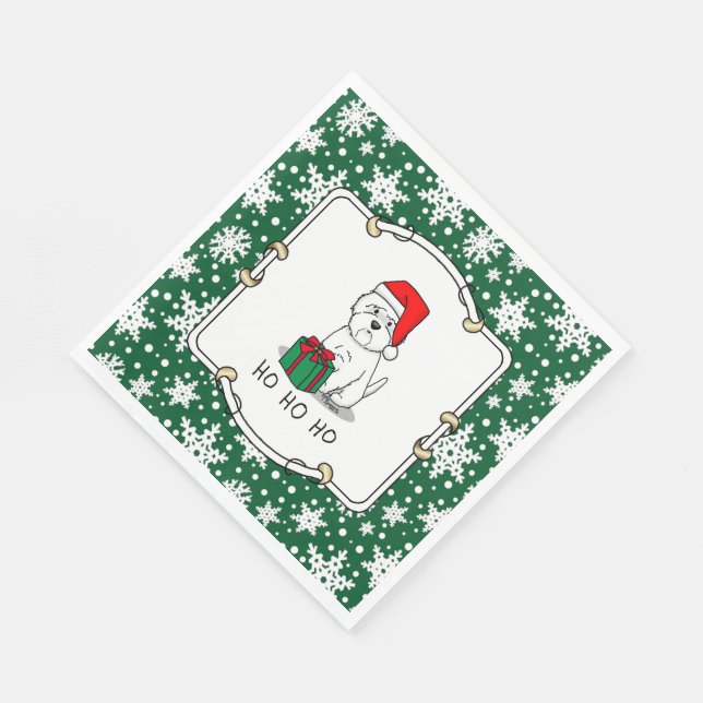 Servilleta De Papel Navidades Santa West Highland White Terrier Westie (Esquina)