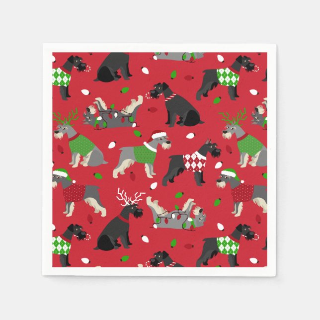 Servilleta De Papel Navidades Schnauzer Napkins (Anverso)