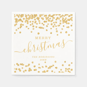 Servilleta De Papel Navidades sencillos de ORO Purpurina Blanco