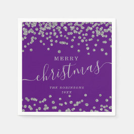 Servilleta De Papel Navidades sencillos de plata vacaciones Purpurina 